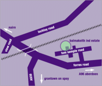 Map to Inverness Offices of Inver Models (part of Comber Models)